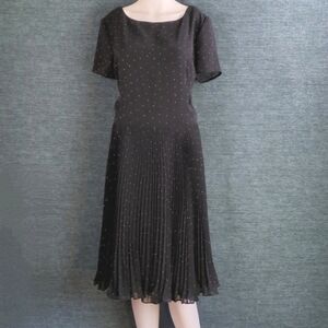 Kay Unger New York Pleated Polka Dot Dress Vintage 80's